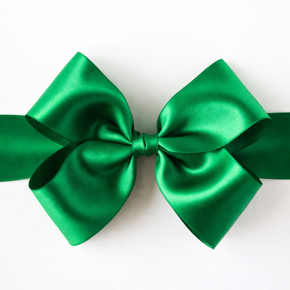 Green ribbon bow on white background Green ribbon bow on white background