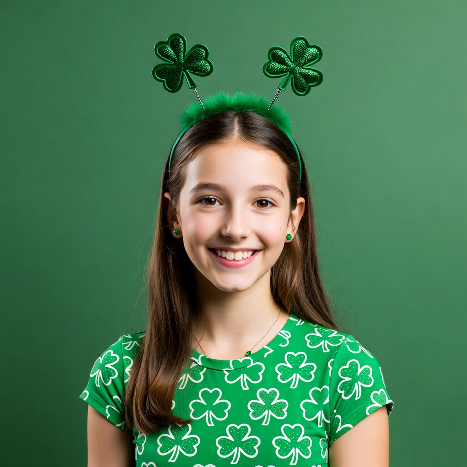 Girl wearing green for celebration Girl wearing green for celebration