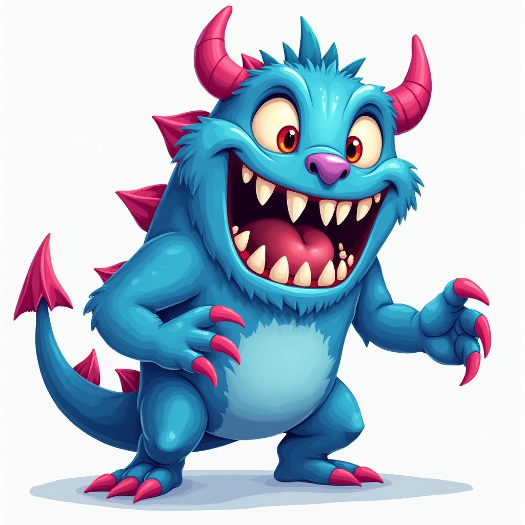 Cute blue monster with claws and spikes Cute blue monster with claws and spikes