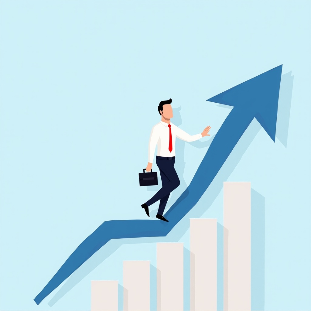 Business growth with clear upward trend Business growth with clear upward trend