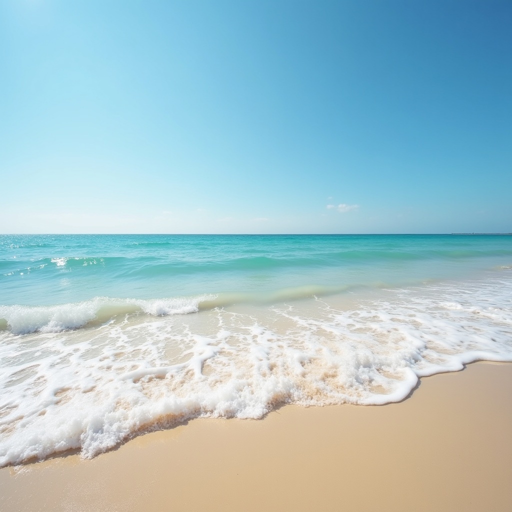 Waves roll onto sandy beach Waves roll onto sandy beach