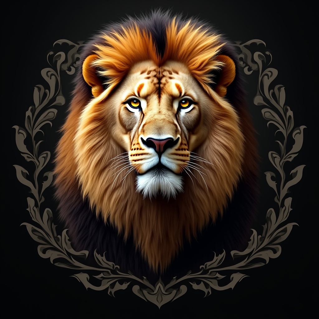 Lion head design with decorative elements Lion head design with decorative elements