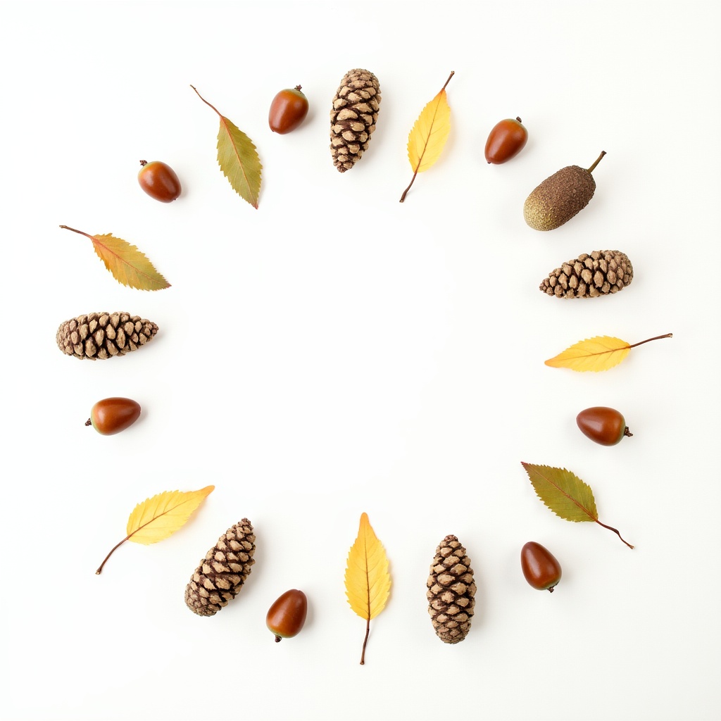 Fall leaves and nuts circle Fall leaves and nuts circle