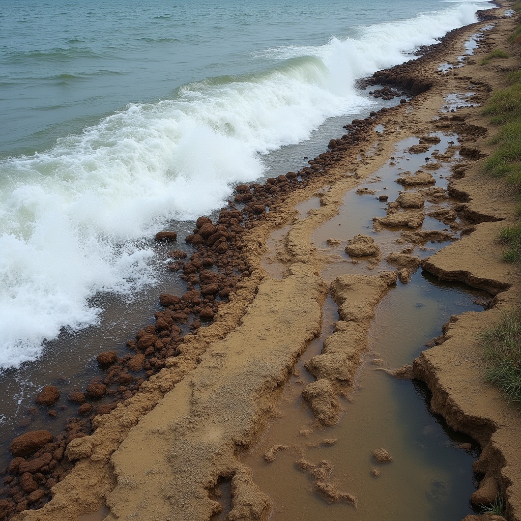 Waves crashing onto rocky shoreline Waves crashing onto rocky shoreline