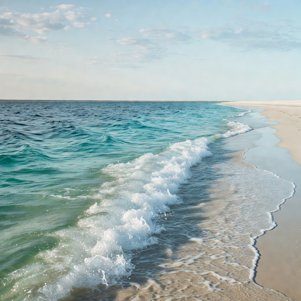 Waves at a sandy beach in daylight Waves at a sandy beach in daylight