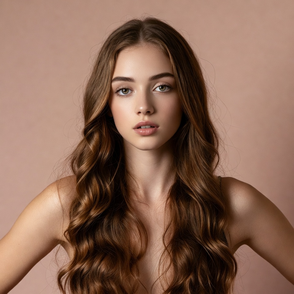 Young woman with long hair posing Young woman with long hair posing