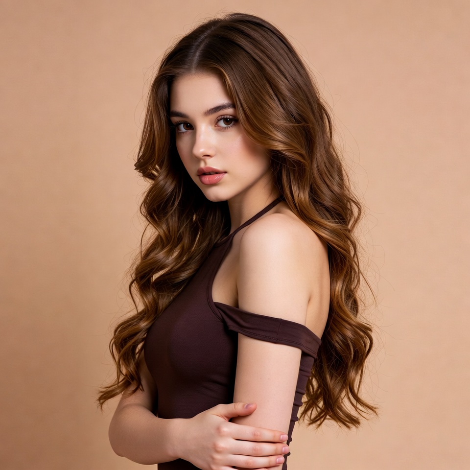 Model poses with long hair Model poses with long hair