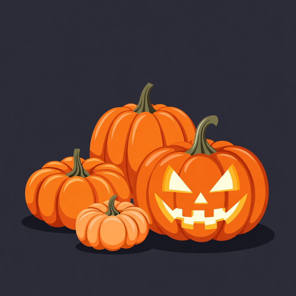 Halloween pumpkins stacked on dark background Halloween pumpkins stacked on dark background