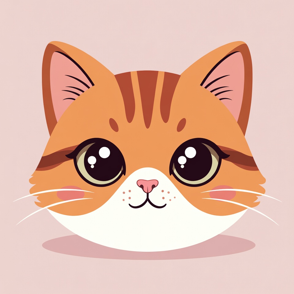 Cute orange cat head with large eyes Cute orange cat head with large eyes