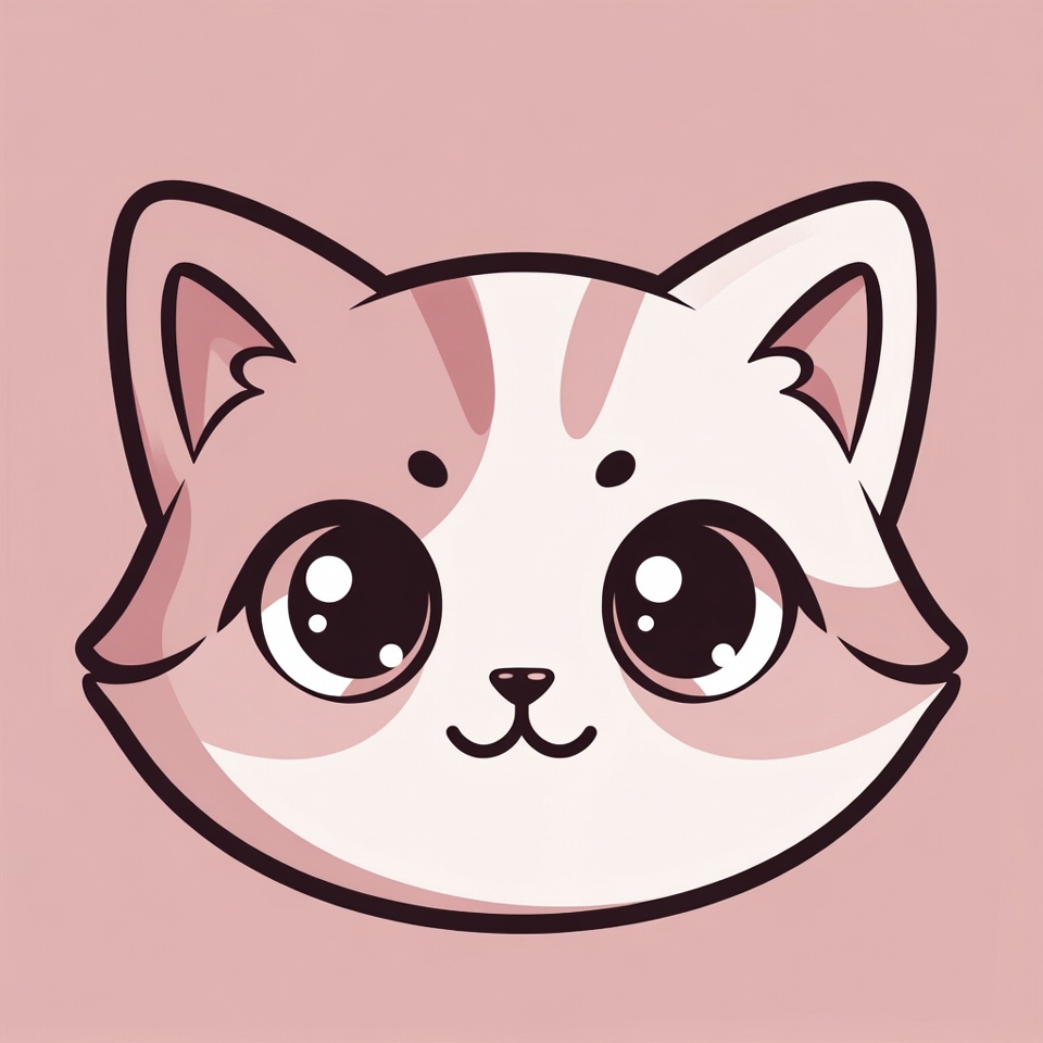 Cute cat face illustration in pastel colors Cute cat face illustration in pastel colors