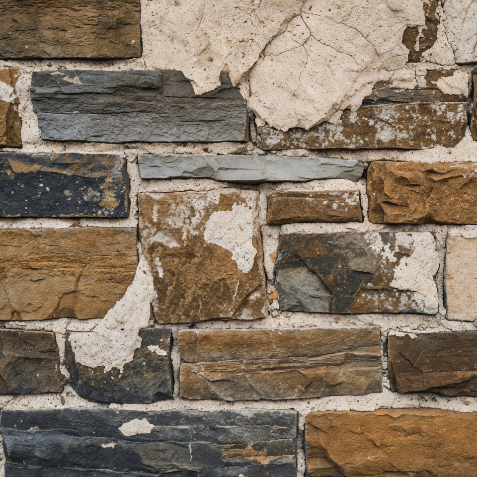 Stone wall with mixed textures and colors Stone wall with mixed textures and colors