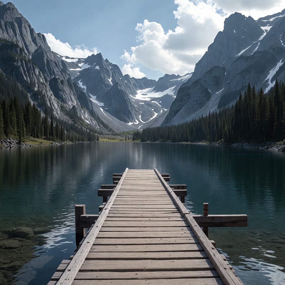 Pier at a mountain lake Pier at a mountain lake