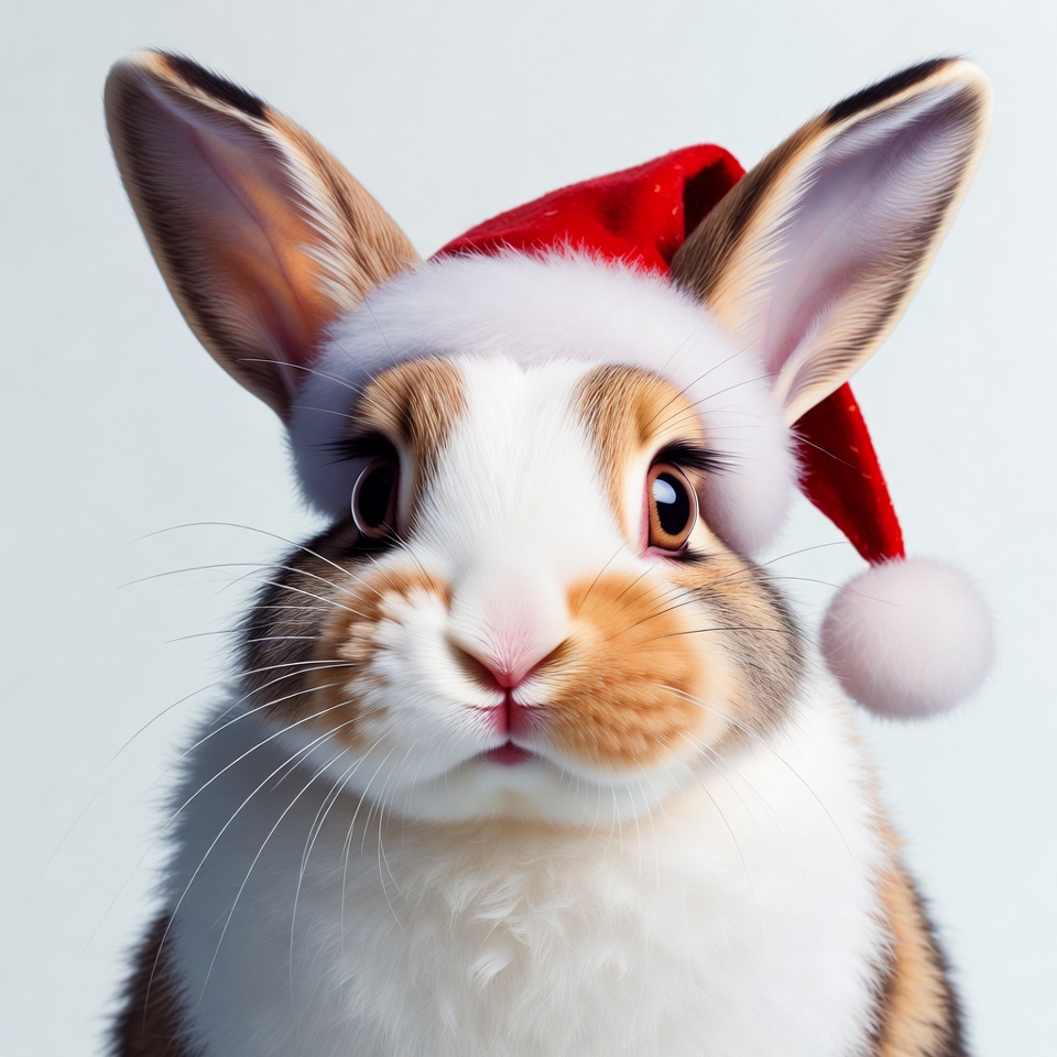Rabbit wearing a christmas hat Rabbit wearing a christmas hat