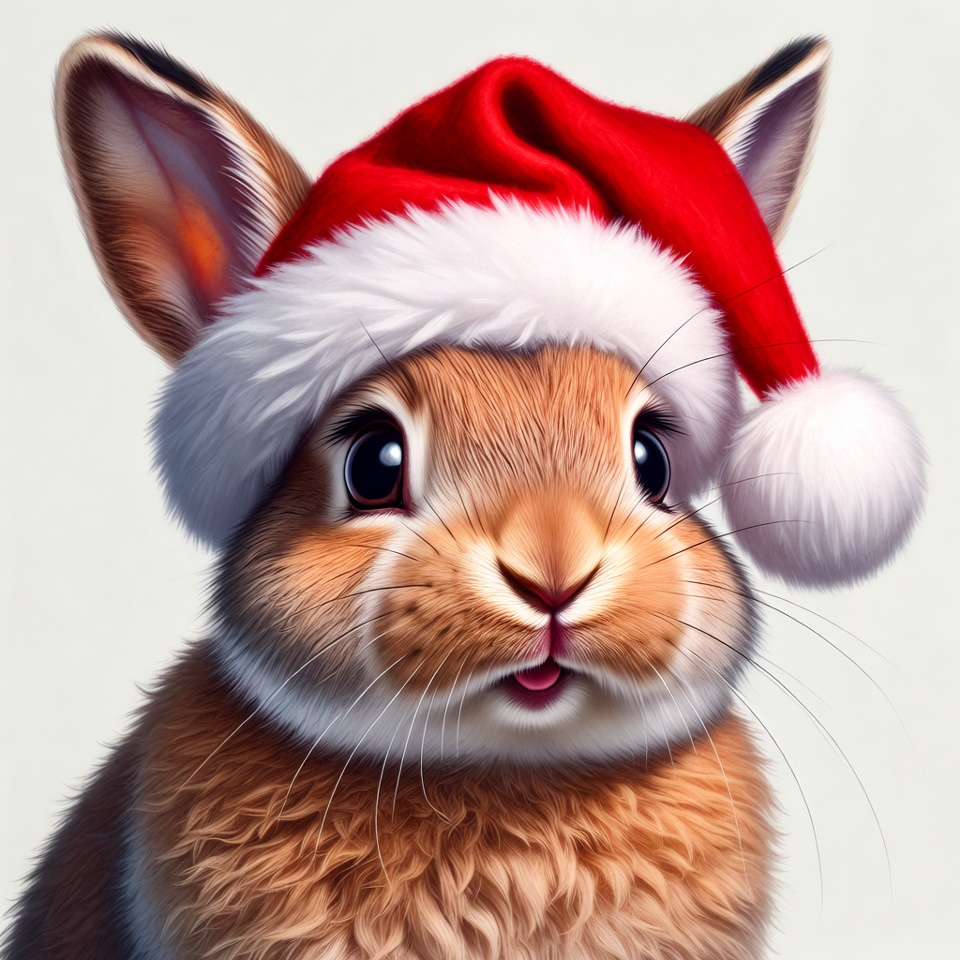 Cute rabbit in christmas hat Cute rabbit in christmas hat
