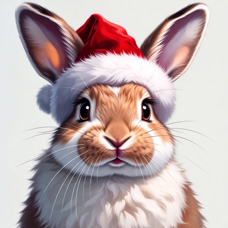 Rabbit wearing a holiday hat Rabbit wearing a holiday hat