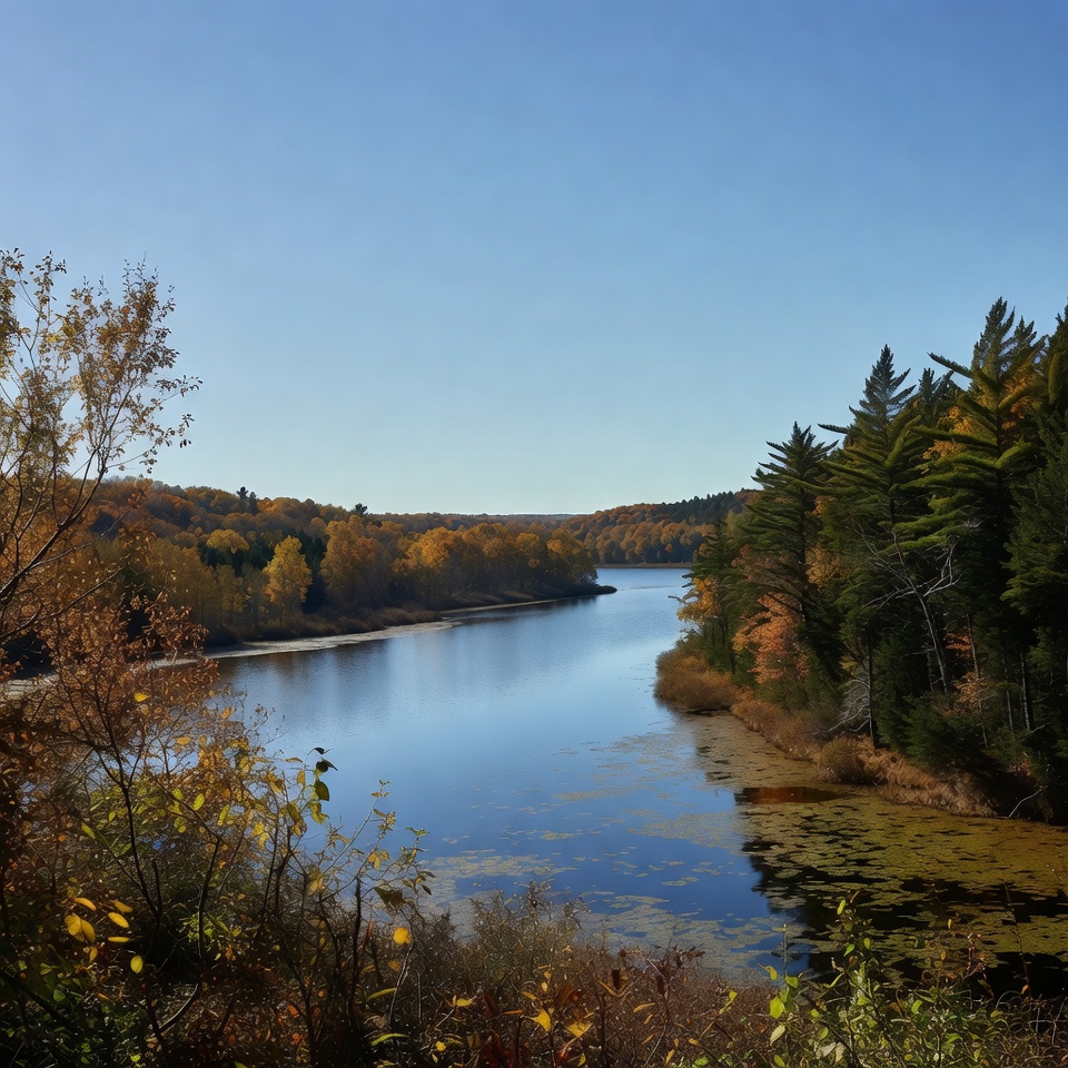 River flows through autumn landscape River flows through autumn landscape