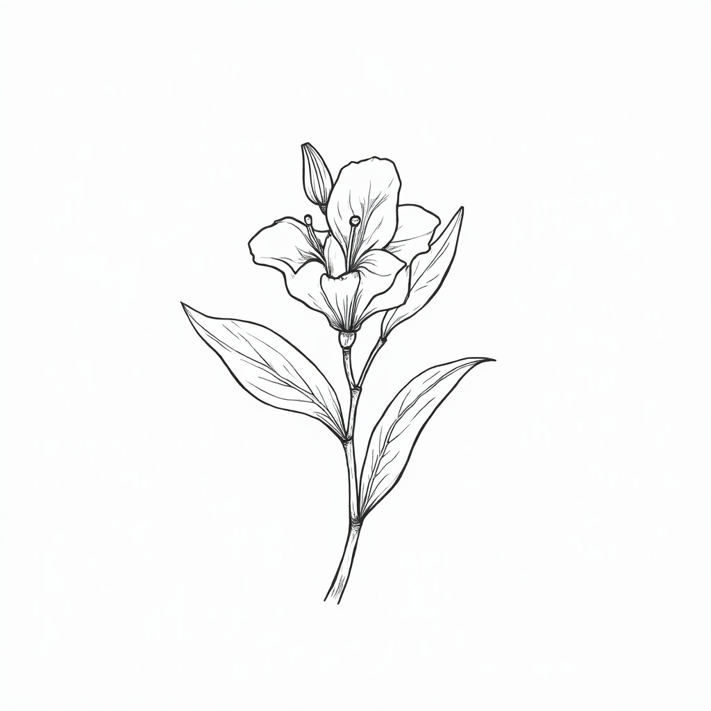 Flower drawing with detailed elements Flower drawing with detailed elements