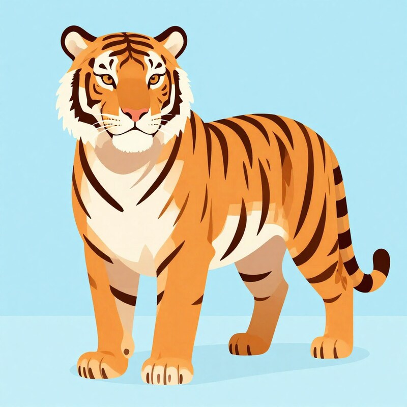 Tiger standing on solid ground under blue sky Tiger standing on solid ground under blue sky