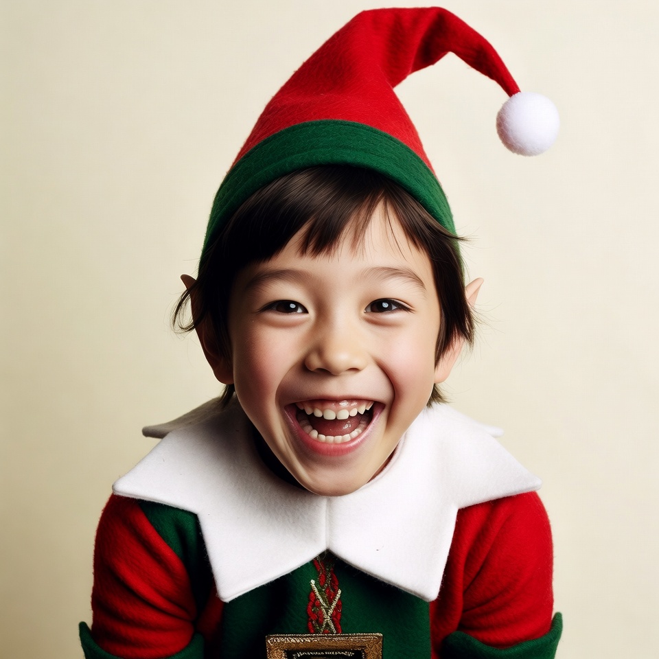 Child dressed as elf in festive outfit Child dressed as elf in festive outfit