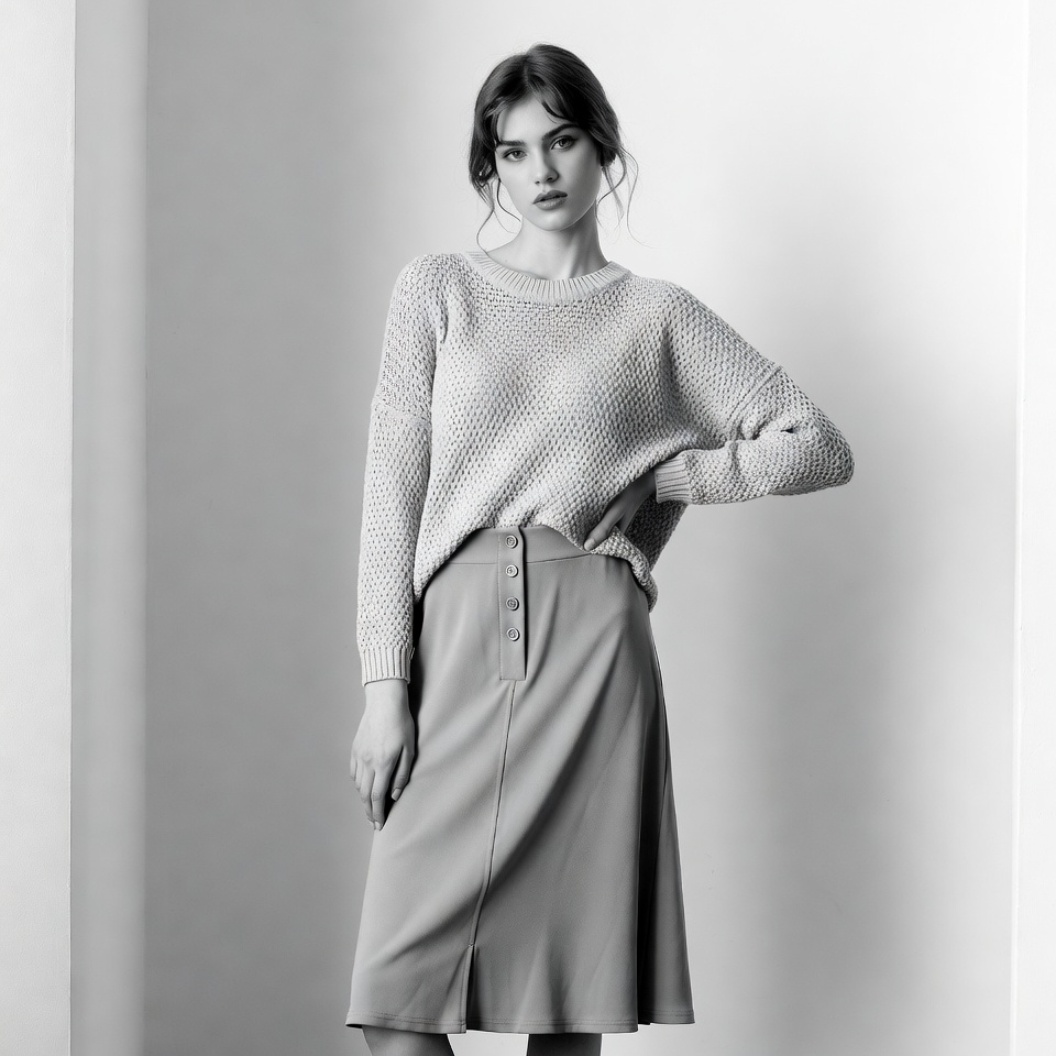 Model poses in studio outfit Model poses in studio outfit