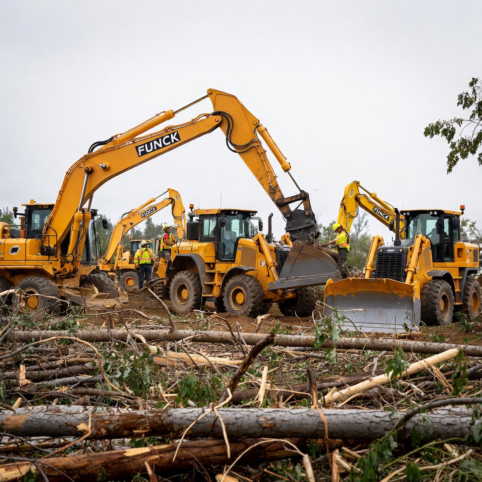 Heavy machinery clearing a construction site Heavy machinery clearing a construction site