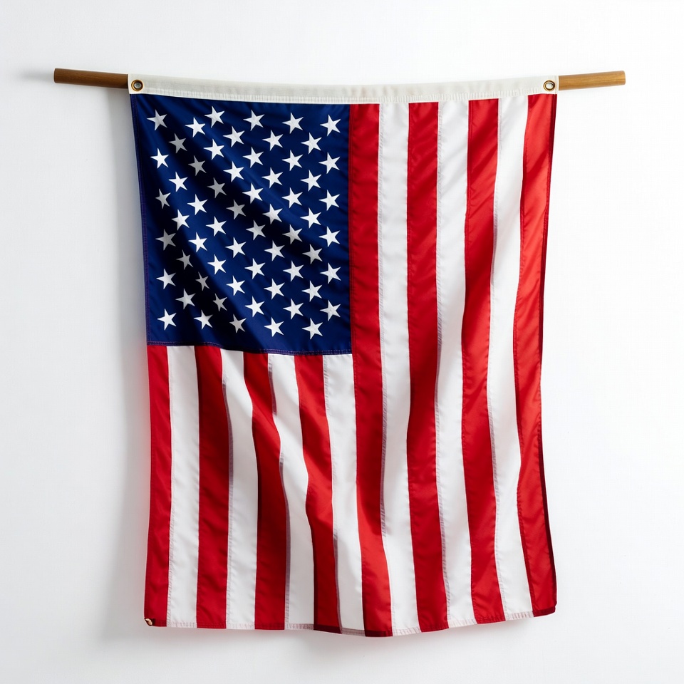 Us flag hanging on wall Us flag hanging on wall