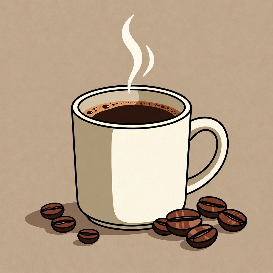 Hot coffee and coffee beans in a cup Hot coffee and coffee beans in a cup