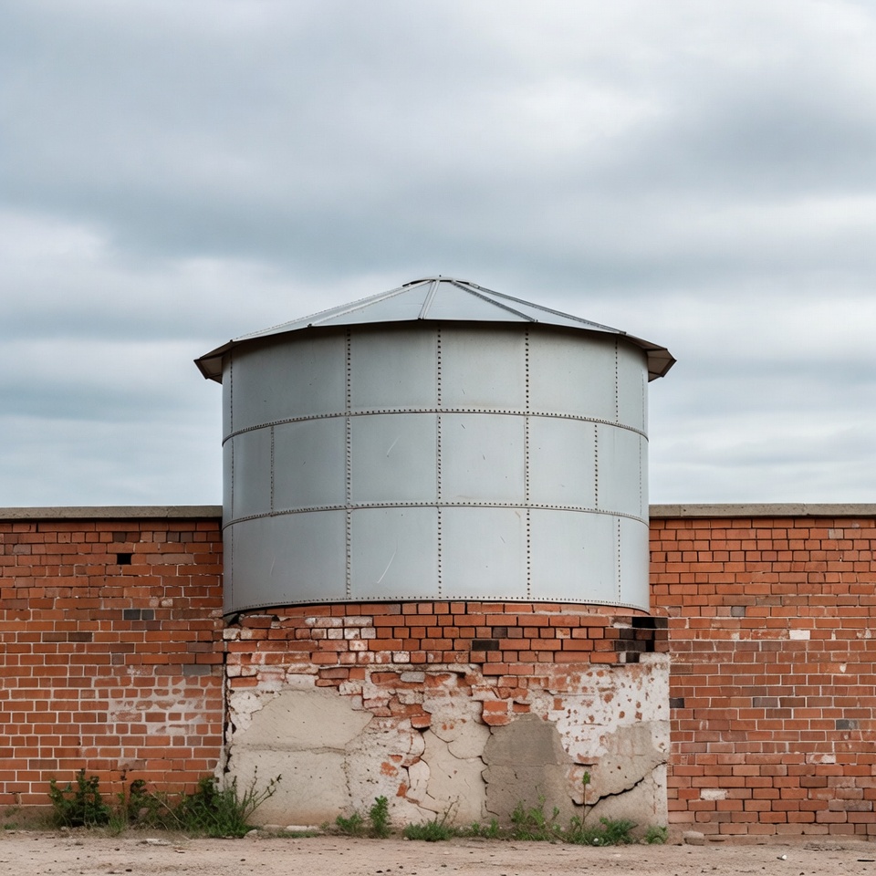 Metal structure near brick wall Metal structure near brick wall