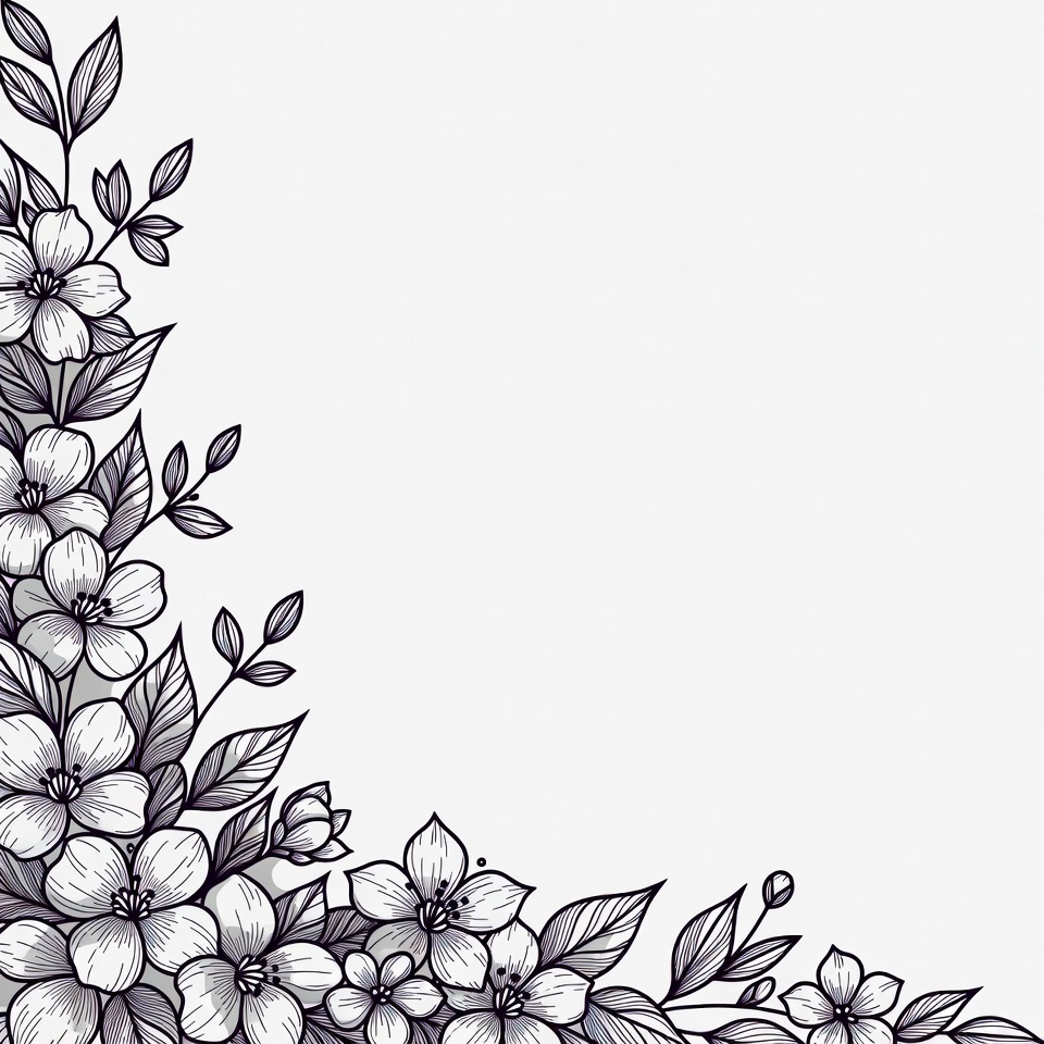 Flower corner design with leaves Flower corner design with leaves