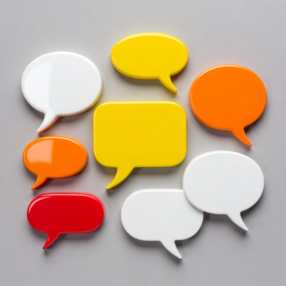 Colorful speech bubbles on a gray surface Colorful speech bubbles on a gray surface