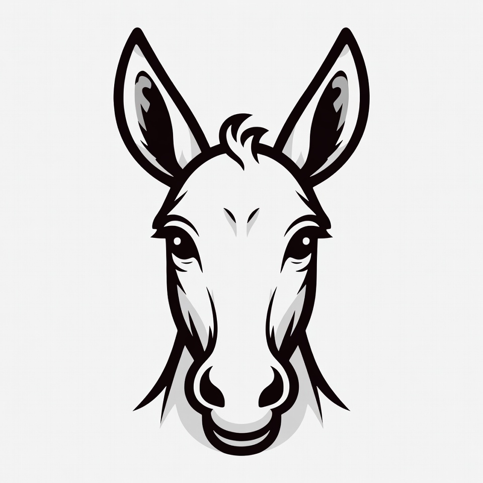 Donkey head sketch in black and white Donkey head sketch in black and white