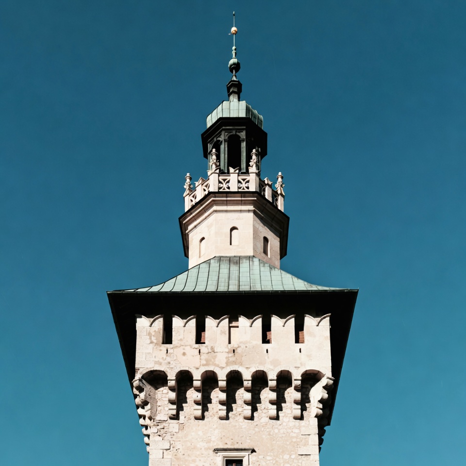 Tower against a clear blue sky Tower against a clear blue sky
