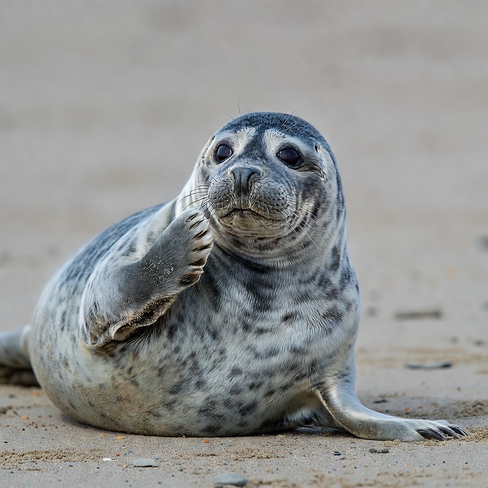 Seal resting on sandy beach Seal resting on sandy beach
