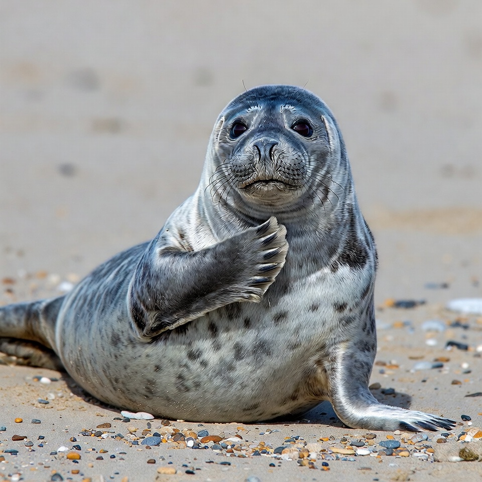 Seal resting on sandy beach Seal resting on sandy beach