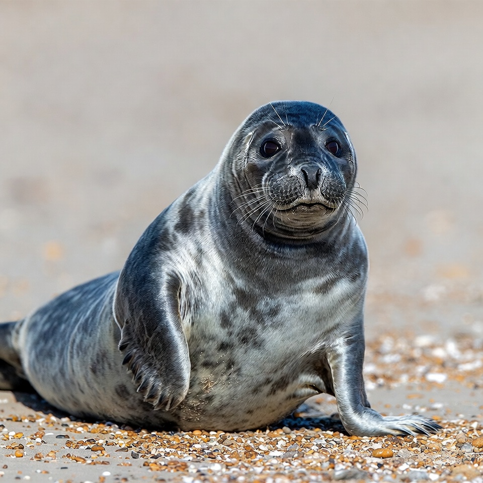 Seal resting on sandy beach during daytime Seal resting on sandy beach during daytime