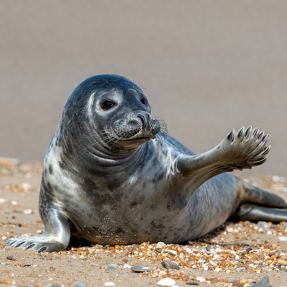 Seal resting on sandy beach Seal resting on sandy beach