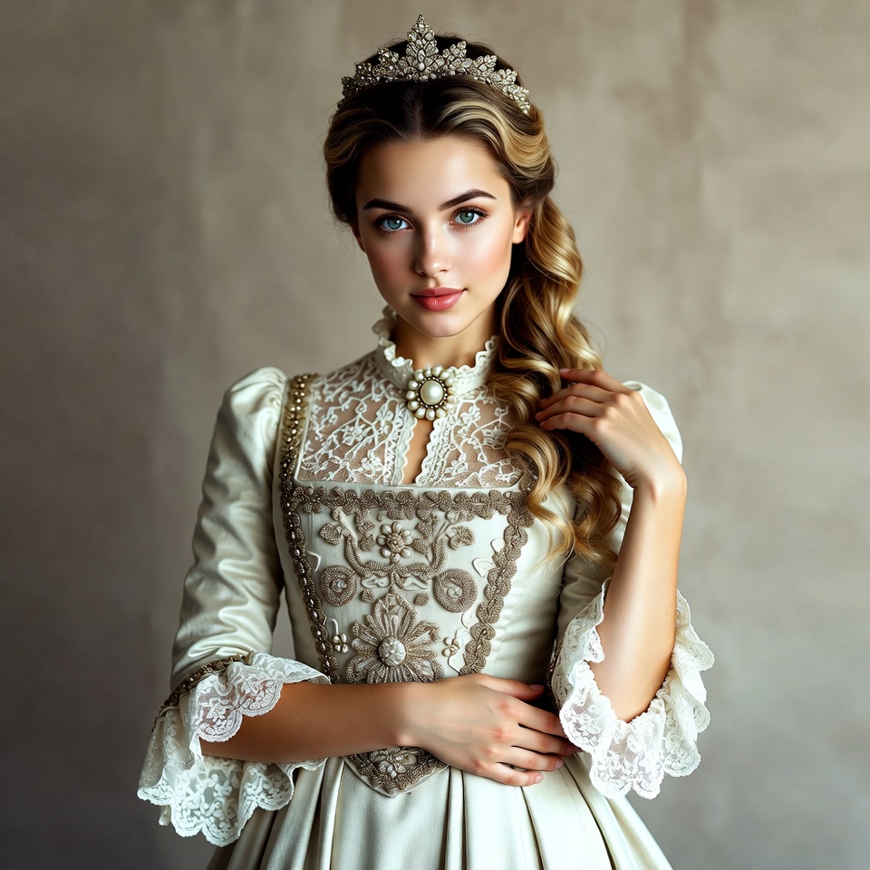 Woman in elegant dress with crown Woman in elegant dress with crown