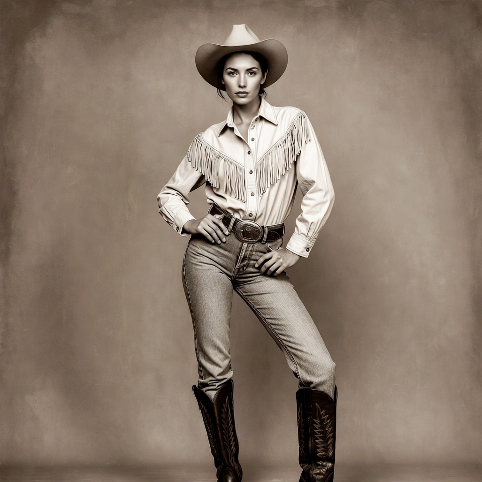Cowboy fashion portrait in studio Cowboy fashion portrait in studio