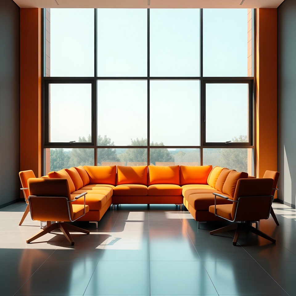 Modern seating area with bright colors Modern seating area with bright colors