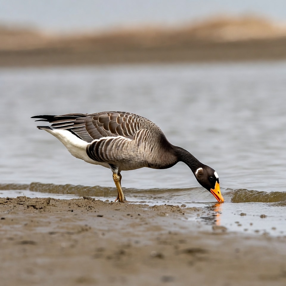 Duck searches for food by water Duck searches for food by water