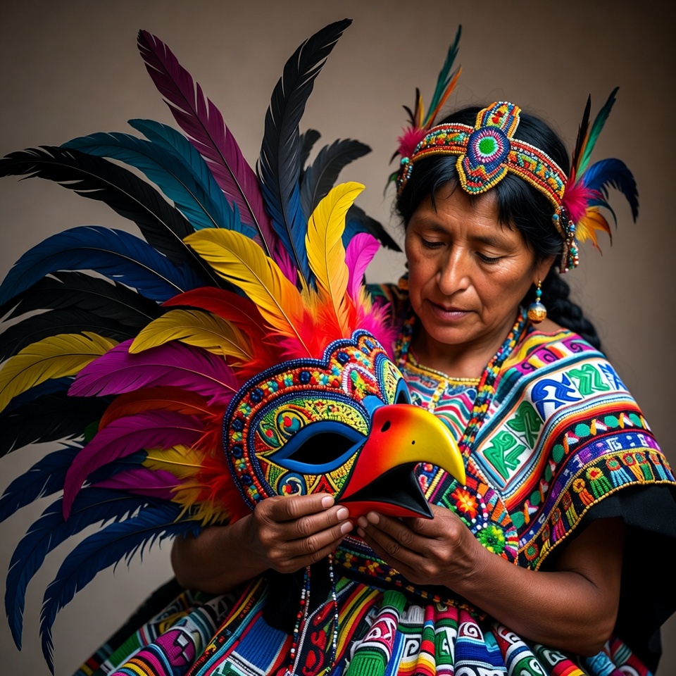 Celebration of mask making in traditional dress Celebration of mask making in traditional dress