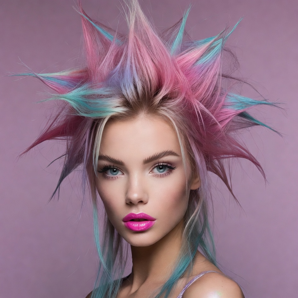 Model with colorful spiked hair Model with colorful spiked hair