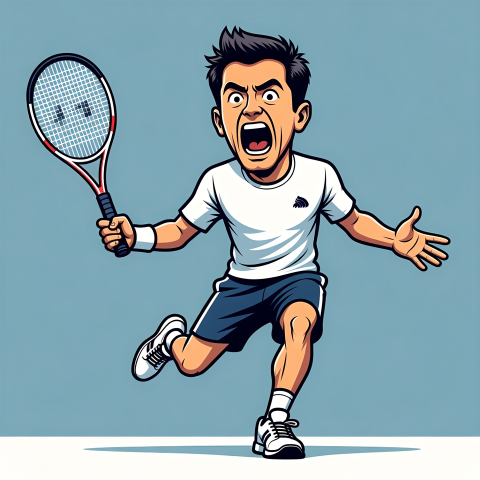 Tennis player celebrating victory on court Tennis player celebrating victory on court