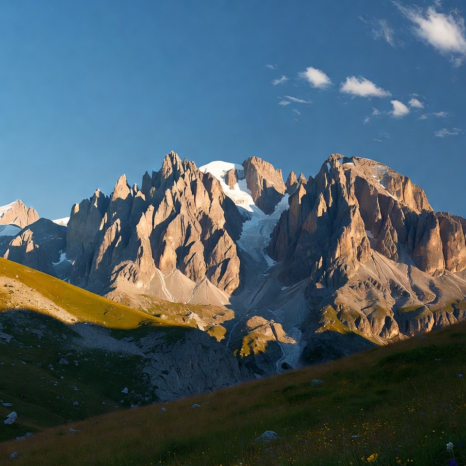 Mountain landscape in sunlight with clouds Mountain landscape in sunlight with clouds