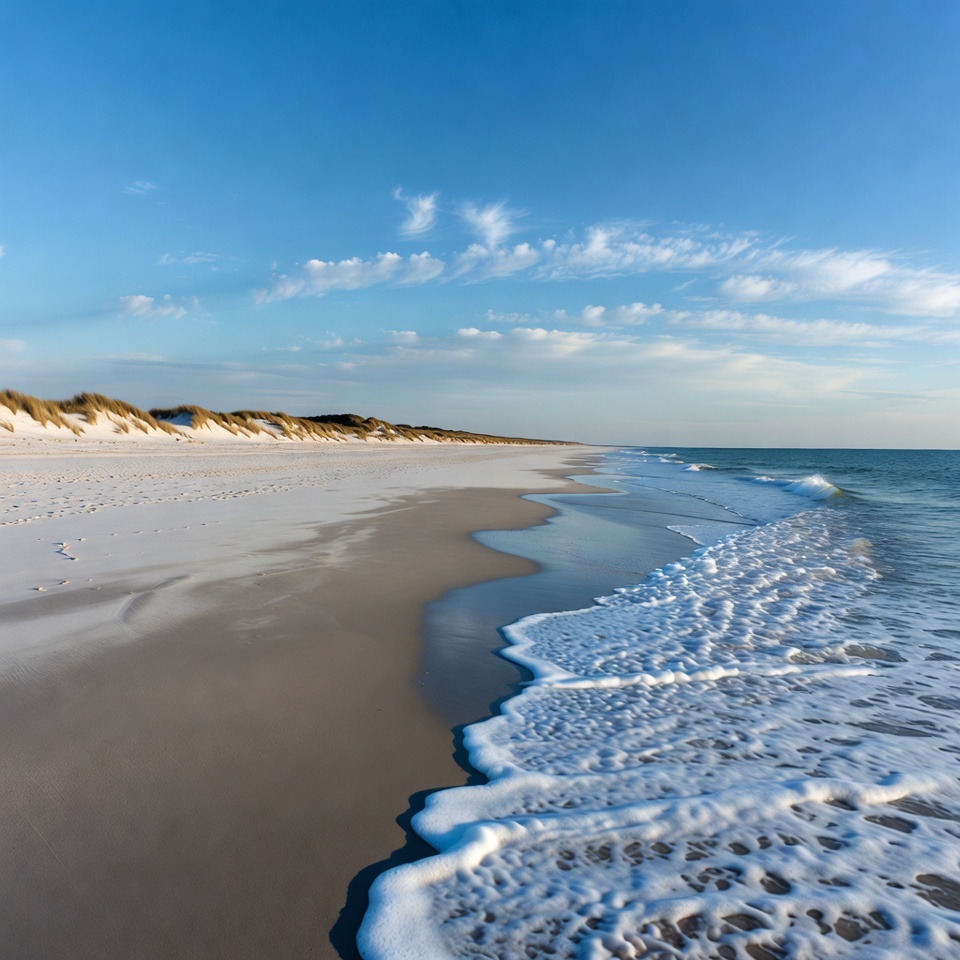 Waves meet sand at the shoreline Waves meet sand at the shoreline