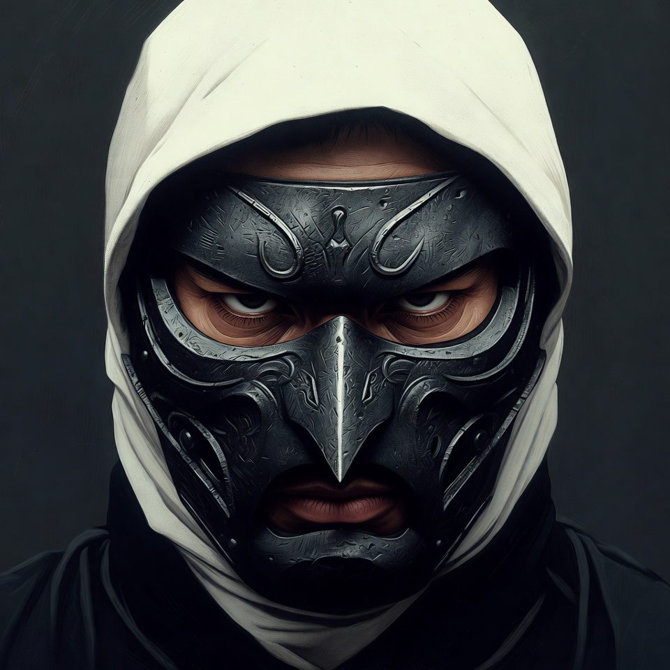 Masked figure in dark attire Masked figure in dark attire