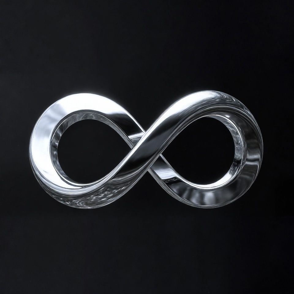 Glass infinity symbol on black background Glass infinity symbol on black background