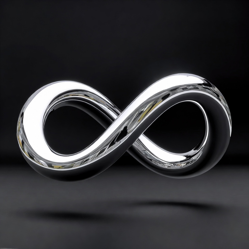 Silver infinity symbol on black background Silver infinity symbol on black background