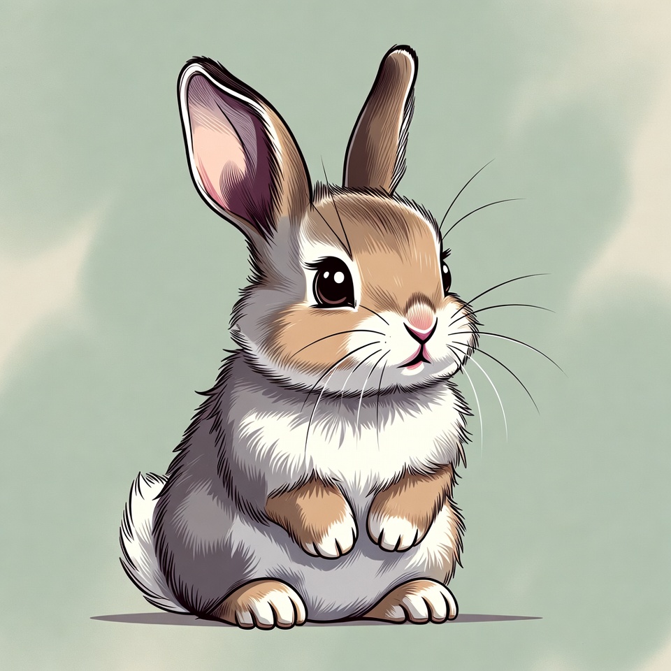 Cute rabbit sitting upright in an illustration Cute rabbit sitting upright in an illustration
