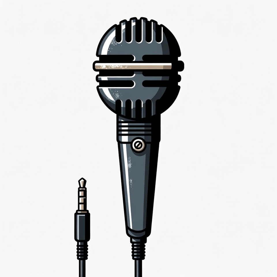 Microphone with cable on white background Microphone with cable on white background